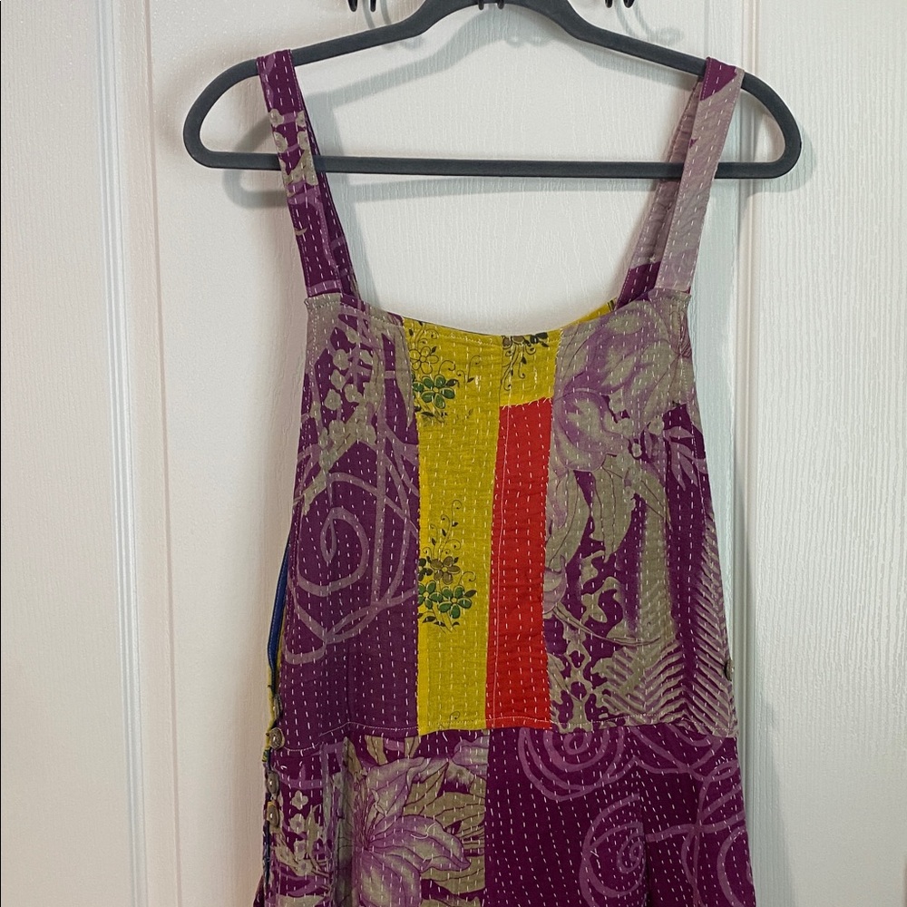 NWT Earthbound Kantha‎ Boho Floral Patchwork Overalls - Picture 9 of 9
